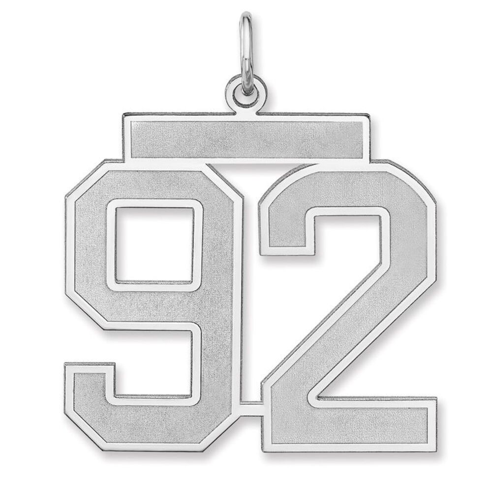 Sterling Silver, Jersey Collection, Extra Large Number 92 Pendant